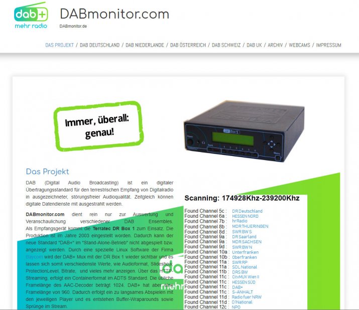 Screenshot DABmonitor.com Screenshot DABmonitor.com